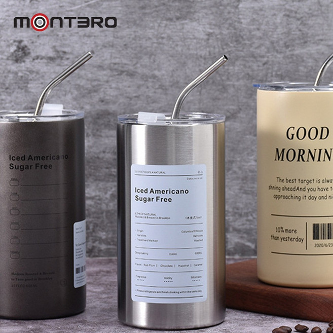 montero 스테인레스 진공 보온/보냉 텁블러 뚜껑 빨대 포함 600ml, 1개