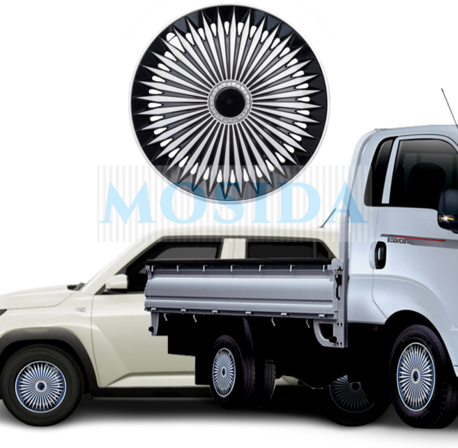 MOSIDA 15-12인치 휠커버 캐스퍼 포터2 봉고3 휠커버 셋트 타이어 휠캡 카라반 밴, 02. 15인치 팬텀 실버/블랙, 1개