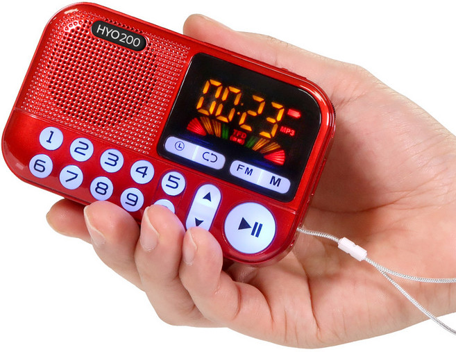 코비 HYO200 효도 라디오 휴대용 트로트 등산용 소형 미니 어르신 MP3 C타입, 레드, 효200