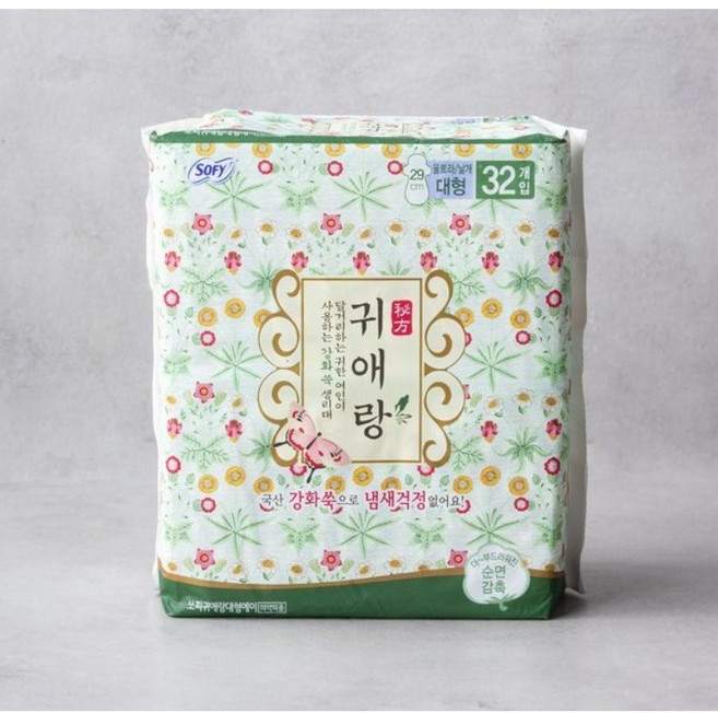 쏘피 귀애랑 한방 생리대, 대형, 32개입, 1개