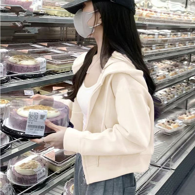 빠뻐을뻔 여성 크롭 후드 집업 깔끔 자켓