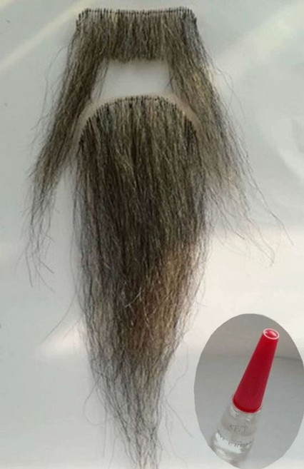 사극수염 콧수염 턱수염 분장 연극 할아버지 방송 선비수염, 1개, FH화이트상부+하부헤어라인접착제 A