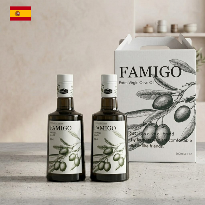 [가정의달] 스페인 프리미엄 엑스트라버진 올리브오일 선물세트, 500ml