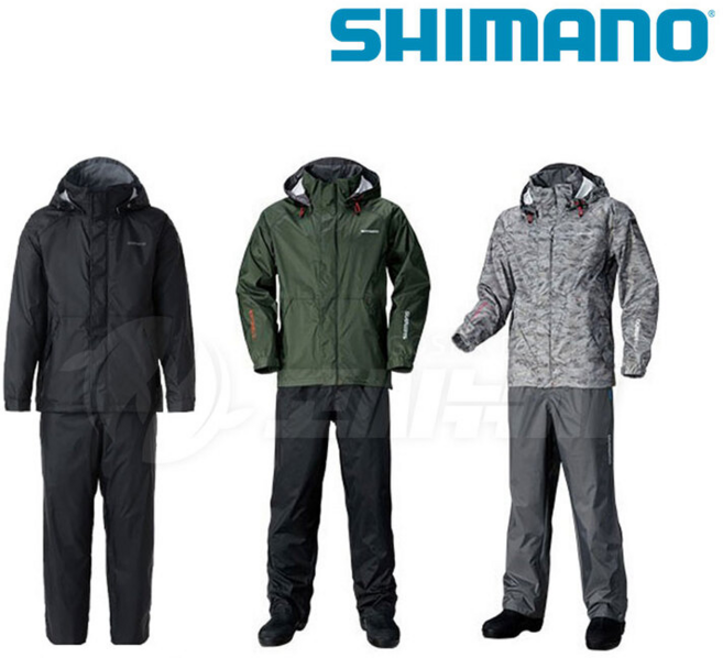 시마노 RA-027Q 낚시 바람막이 비옷 방수 낚시복 DS 베이직 슈트, 카키, XL