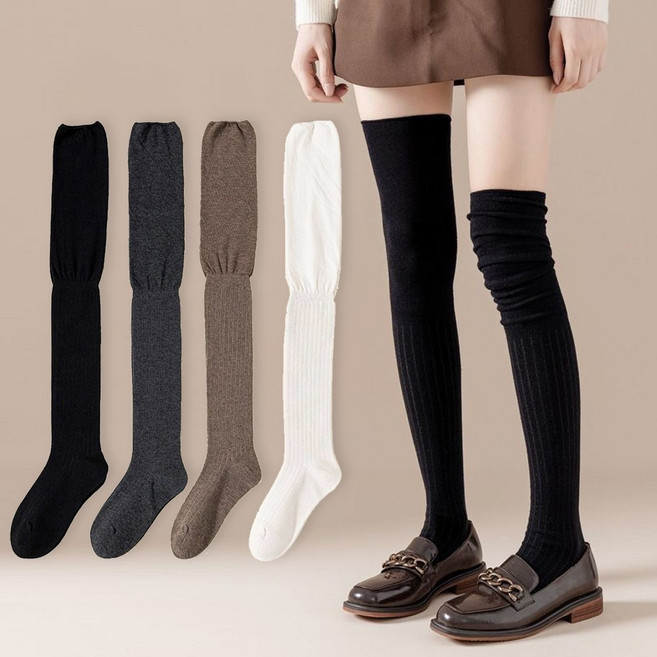 시너싹스 여성용 주름 골지 오버니 삭스 양말 4켤레
