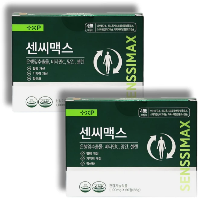 센씨 맥스 혈액순환 혈행 기억력 개선 항산화 은행잎 추출물 징코 정, 2개, 60정 - 쿠팡