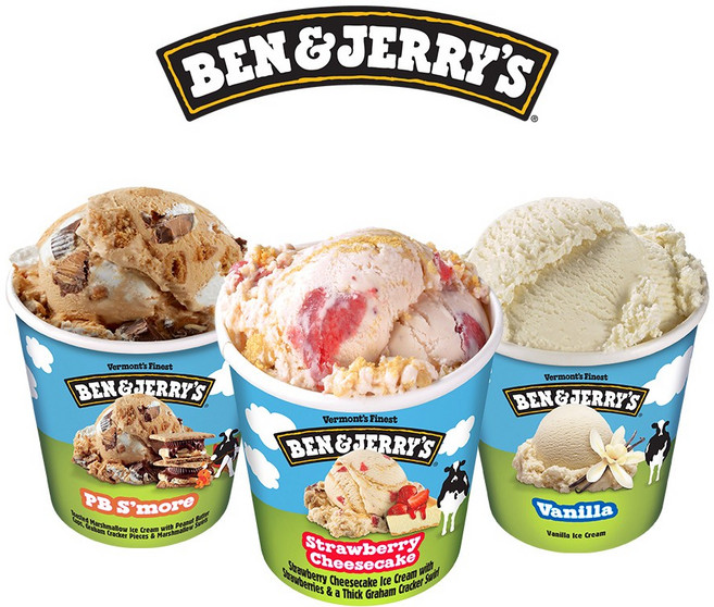 벤앤제리스 파인트 아이스크림 3종 혼합구성(스트로베리치즈케익+피비스모어+바닐라), 1개 - 아이스크림 파인트