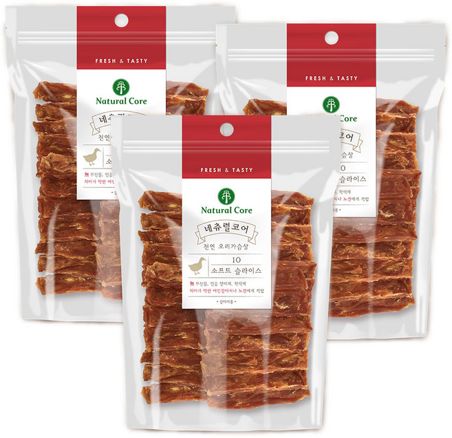 네츄럴코어 천연 소프트 슬라이스, 오리 소프트 슬라이스, 200g, 3개
