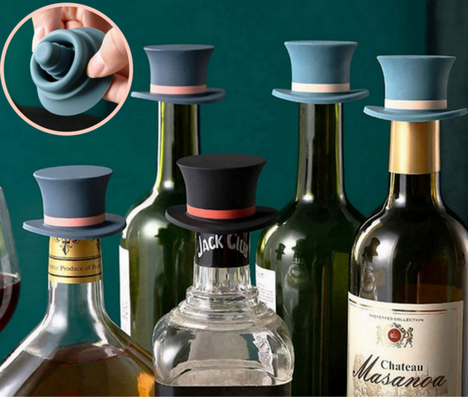 앨오앤지 와인 양주 실리콘 고급 스토퍼 세트, 1세트, 블랙+블루+그린 3개