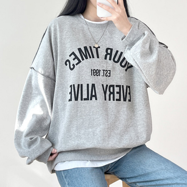 걸즈팩토리 여성용 보닌박스 오버핏 빅사이즈 맨투맨티셔츠 국내제작