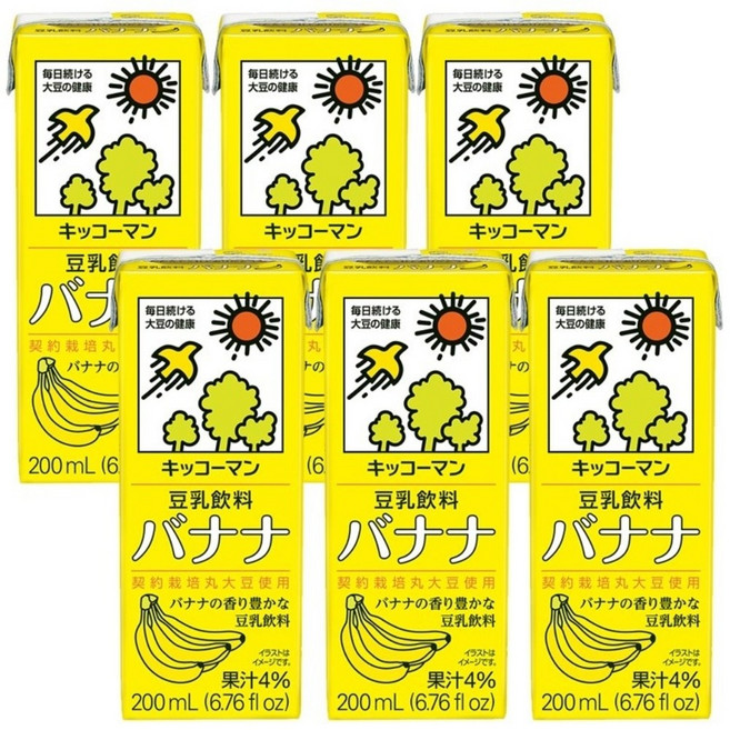 기꼬만 두유 바나나맛 200ml X 6개