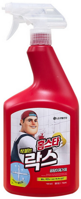 엘지생활건강 홈스타 착붙는 락스 스프레이 세정제 750ml 5개 / 욕실 물때 찌든때 곰팡이제거 세제