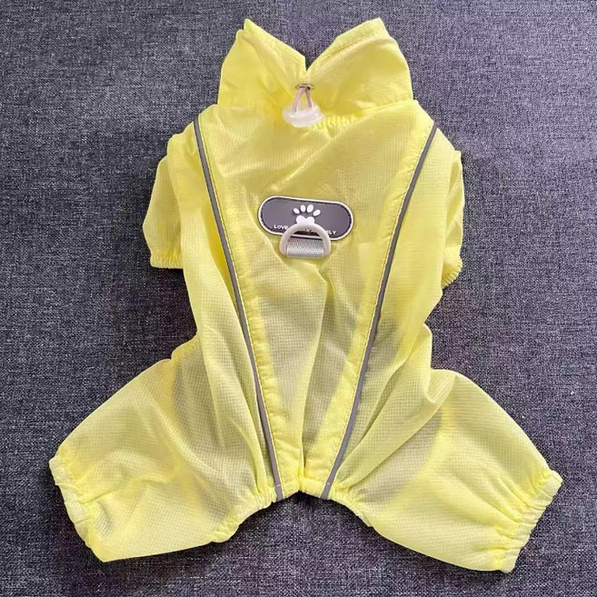 모멘트 강아지옷 초경량 통기성 자외선차단 올인원 바람막이, 1개, 노란색