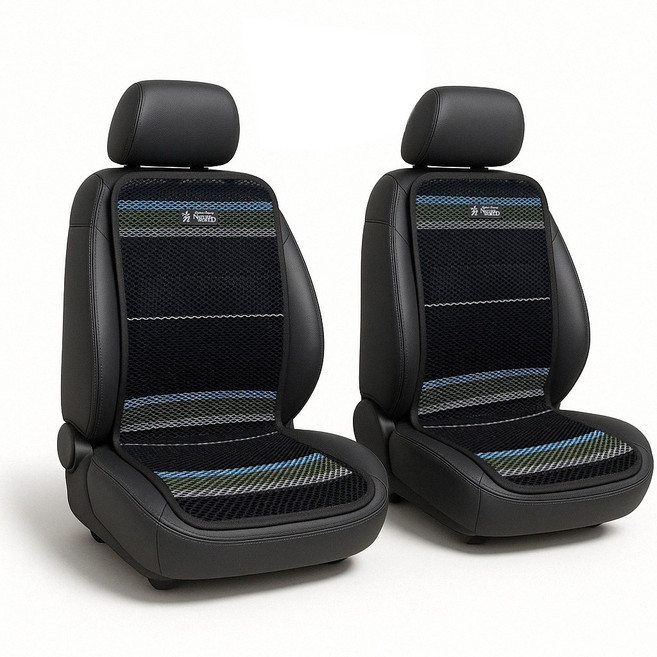[1+1] 네이처월드 국산 차량 여름시트커버 자동차 앞좌석 통풍시트 에어매쉬 쿨 여름 시트 방석, 슬림 시그니처E_블루, 2개