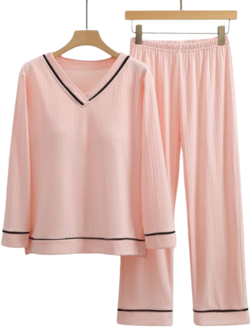 Makone 여성 가을 겨울 캡 파자마 면 잠옷 상하의 세트