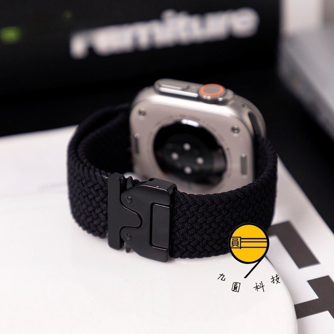 磁吸扣 尼龍編織錶帶 適用 Apple Watch, 黑色-黑扣,38/40/41/(S10/S11)42, 1個