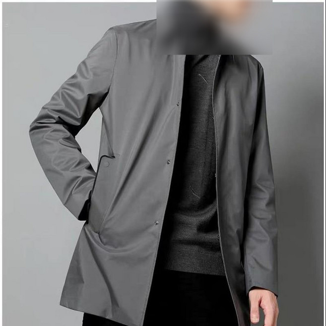 해피유통 남성 트렌치 비즈니스 심플 칼라 슬림 하프 트렌치 코트jhsky