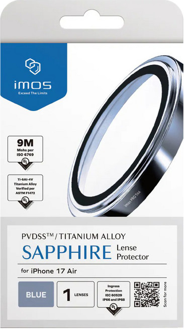 【嚴選外框】iPhone Air imos 藍寶石鏡頭保護貼 金屬框鏡頭貼, 1個