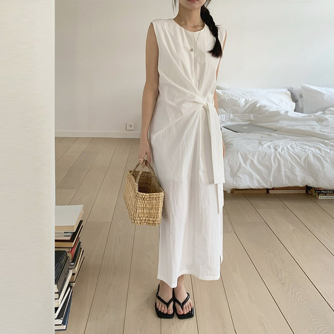 여성 데일리 모던 바스락 롱 원피스 빅사이즈 블랙원피스