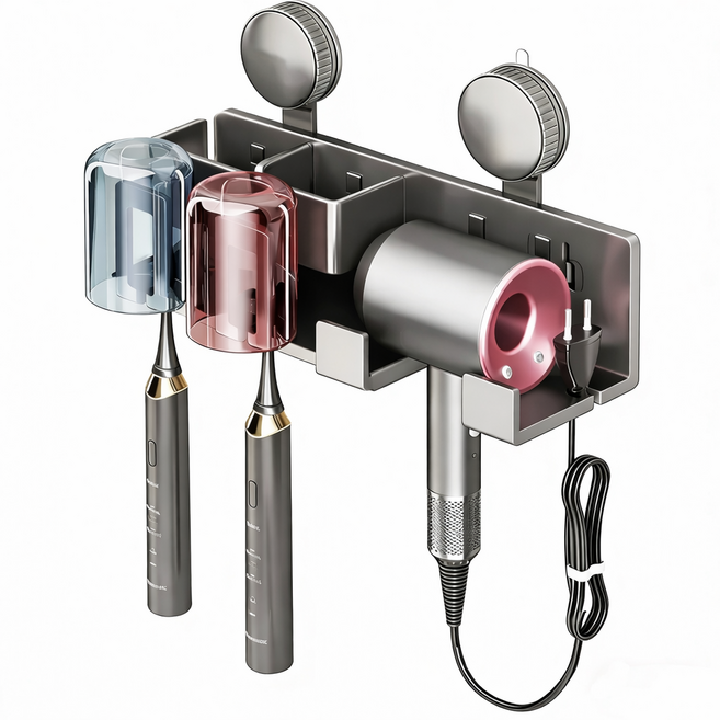 세븐데일 강력 흡착 벽걸이형 칫솔거치대 다크 그레이 SVD-0A2, 2구, 1세트