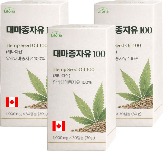 12개 구매 시 하이퍼셀 대마종자유 알파 식약청인증 사은품 / 리포리아 냉압착 대마종자유 식약청인증 1000mg 햄프씨드오일, 3개, 30정