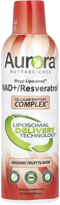 Aurora Nutrascience Mega-Liposomal NAD+/레스베라트롤 유기농 과일 맛 480ml(16fl oz), AuroraNutrascienceMegaLiposoma, 1개, 480ml - 쿠팡