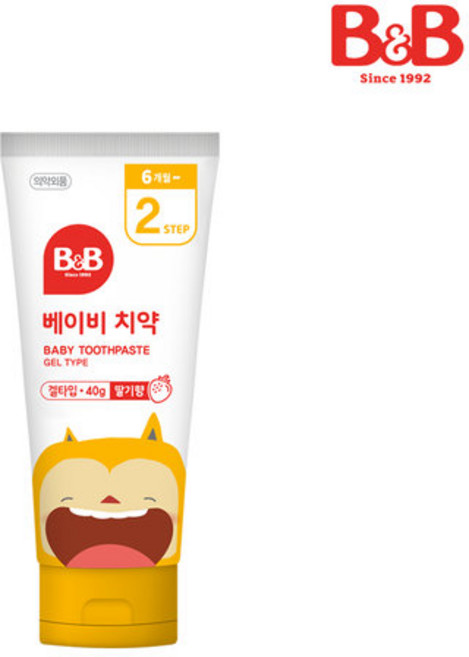 비앤비 유아 베이비치약 2단계 겔타입 딸기 40g, 1개