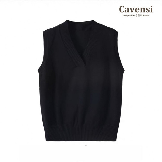 Cavensi 韓風素色V領針織背心