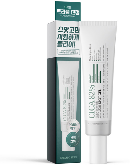 [트러블 진정] 살림백서 제로 시카 82% PDRN 블레미쉬 스팟젤 30ml 진정 민감성 병풀 약산성, 1개