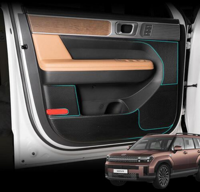 싼타페MX5 도어커버 가죽 용품 스크래치 방지, 도어커버 12P+올리브 브라운, 도어커버 12P+올리브 브라운