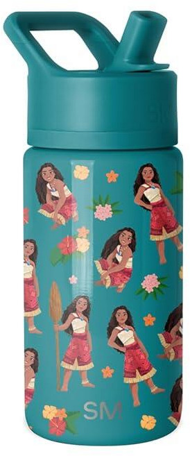 Simple Modern Kids Summit Water Bottle with Straw Lid | 14oz Insulated Stainless Steel Cup for Gir, 디즈니-모아나 오세아나
