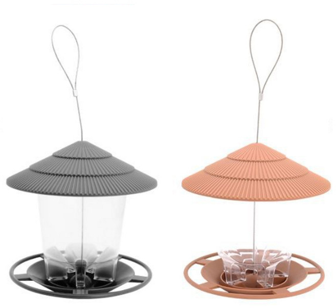 새모이통 횃대 스타일 참새 비둘기 먹이통 걸이형, 그레이, 1개