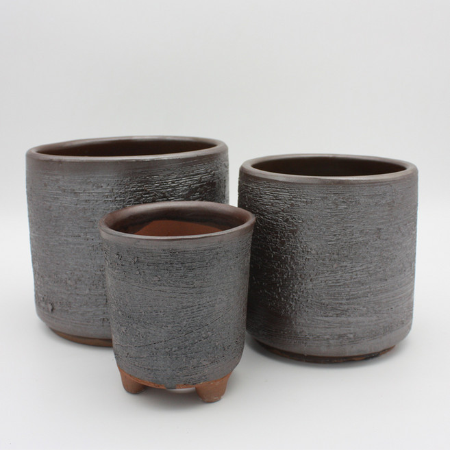 그린데이 국산 원통 옹기 야생화분 대중소 세트 다육 항아리 라인 분재 원형 자연공간 연출, 1개, 옹기색