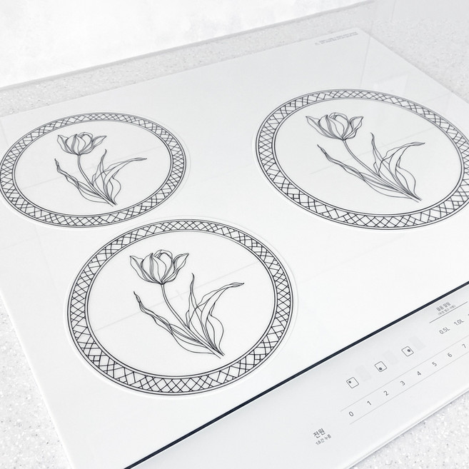 리빙엄마 프리미엄 인덕션 보호매트 튤립 세트(대형1개+소형2개), 1개