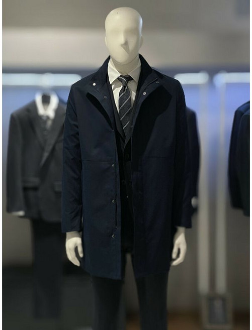 트루젠 MARIO 네이비 스탠카라 하프기장 트렌치 남자 코트 2322CL001014 462083