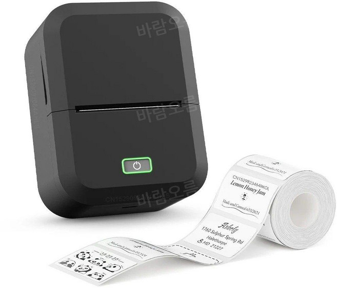 미니 라벨 프린터 블루투스 휴대용 스티커 바코드 이름표 출력기, 블랙 Printer