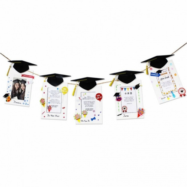 프라픽 글로벌이지 뚝딱 졸업 학사모 가랜드 5인용 세트, 1개, 상세페이지 참조