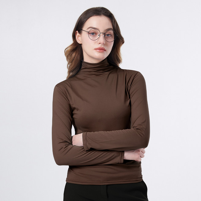 [이지바이] 여성 피치기모 말랑모찌 반폴라 티셔츠 반목티