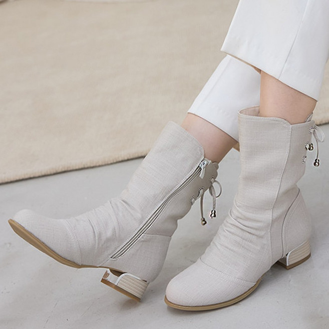 스타슈 여성 방울 태슬 봄 여름 가을 로우힐 마부츠 3cm