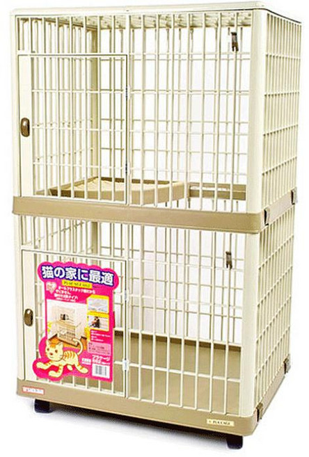 와이지통상 아이리스 고양이용 플라스틱 2단 장 철장 케이지 울타리 고양이, 1개