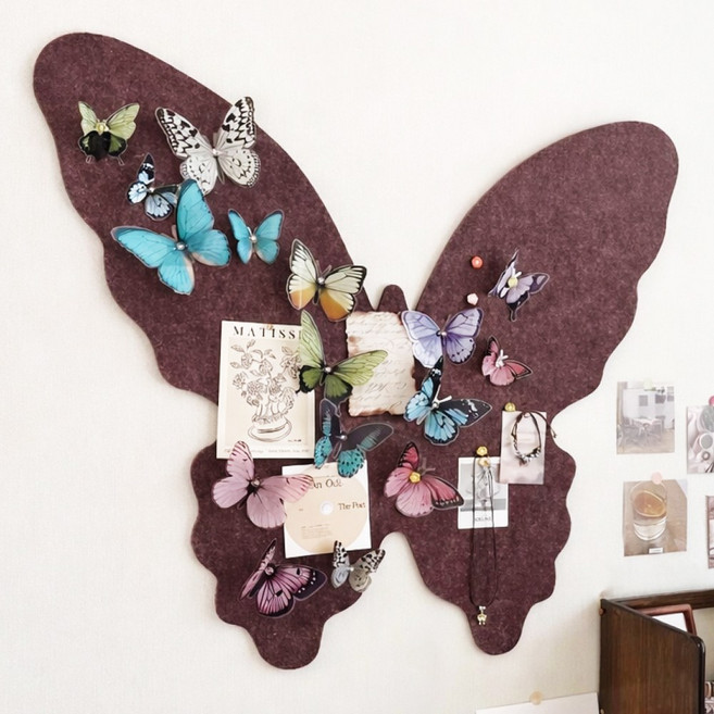 벨리어 부착식 게시판 포토월 펠트보드, 1세트, 브라운