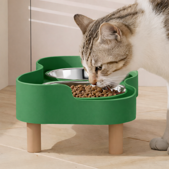 마이홈픽 목보호 논슬립 반려동물 식기 테이블, 1개, 그린