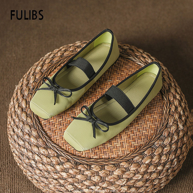 FULIBS 리본 스퀘어 메리제인슈즈 빅사이즈 플랫슈즈270-225