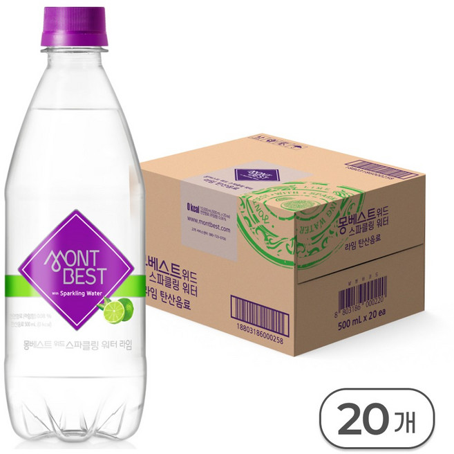몽베스트 탄산음료 라임, 500ml, 20개