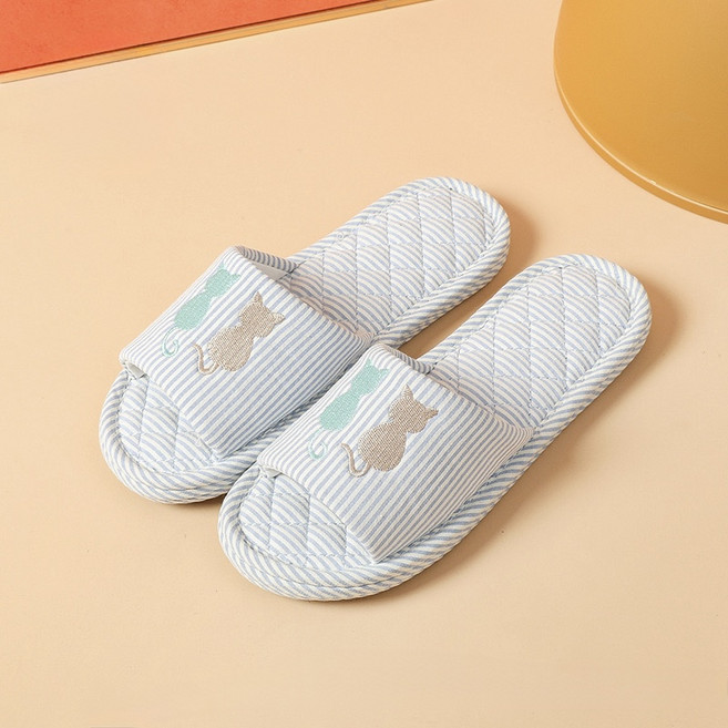 [신혼일기] 3중 쿠션 도란도란 커플캣 층간소음방지 실내화 미끄럼 삼중패드 거실화 면슬리퍼