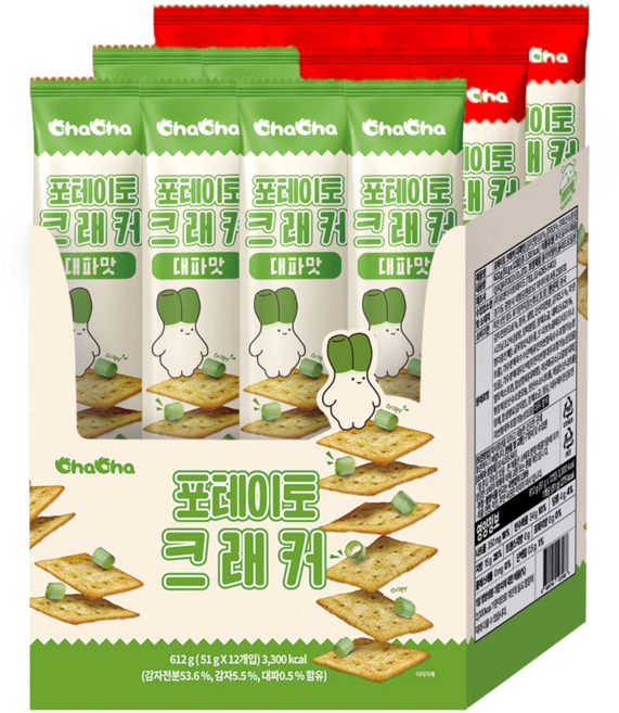 차차 포테이토 감자 크래커 2가지맛 버라이어티 (오리지날+대파맛), 612g, 1세트