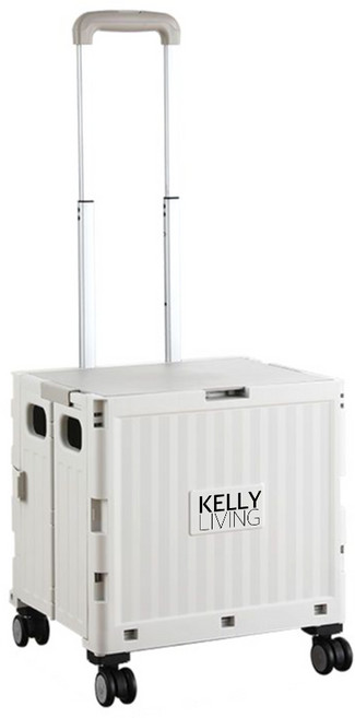 켈리리빙 360도 접이식 쇼핑카트 4바퀴 잠금형 회전바퀴 BK-19 마트 박람회, 화이트그레이(01), 1개