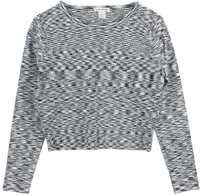 클럽 모나코 (WOMEN - XS) 나일론 레이온 폴리 크롭 니트 탑