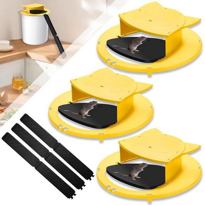 미국출고 평점4.5+ 238334 Mouse Traps Bucket Flip Lid 5 Gallon Lid Rat Trap Auto Reset & Slide Reusable, 3
