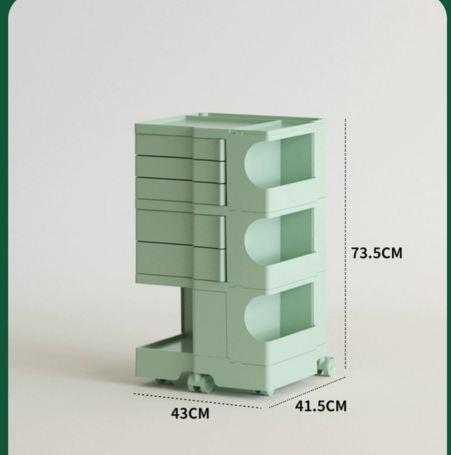 보비트롤리 파스텔톤 이동식 화장품 보관함 수납 정리함 수납함, P. 마차 그린  동일 색상 휠 3회 추첨  , A., 1개